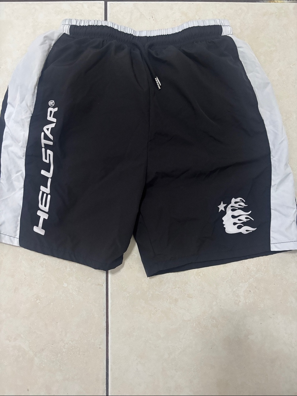 Hellstar Men's Black Athletic Shorts with Gray Panels